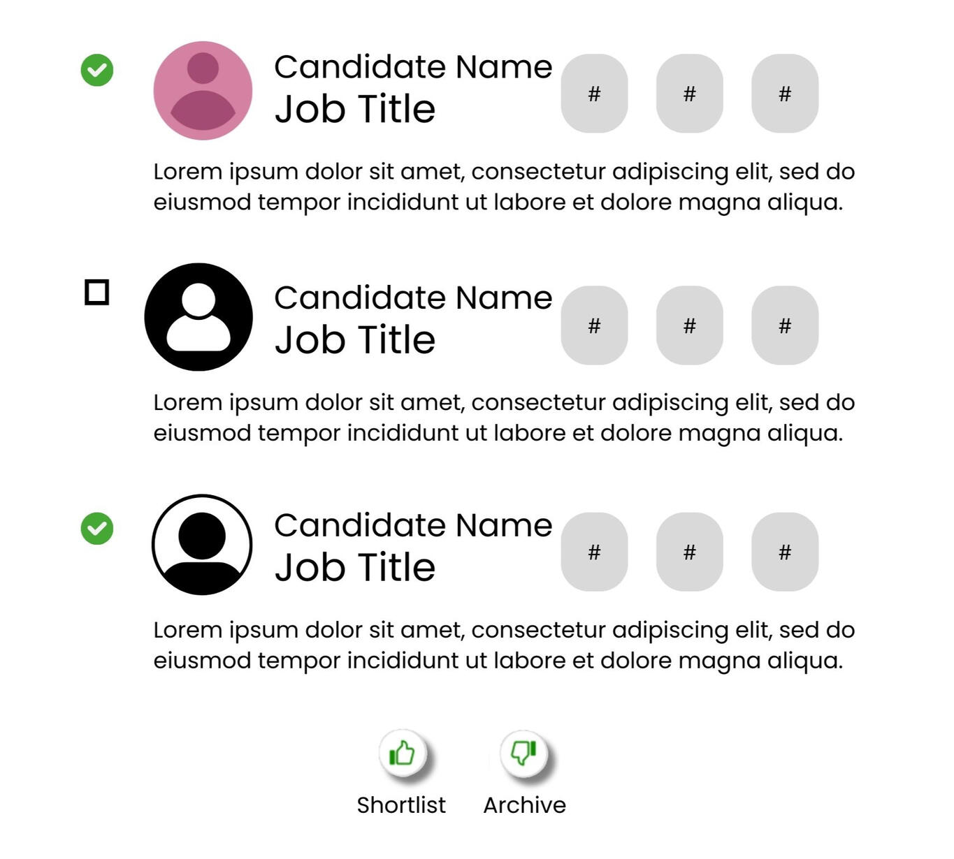 Example of List View &amp; Bulk Action concept *Visuals are not from the actual Figma concept presented to participants.
